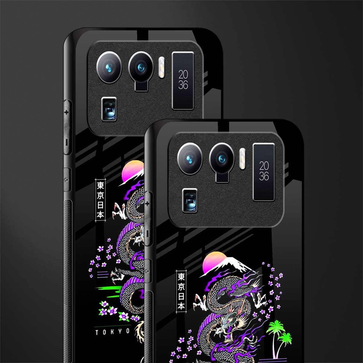 tokyo japan purple dragon black glass case for mi 11 ultra 5g image-2