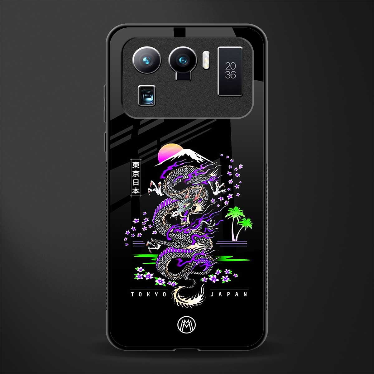 tokyo japan purple dragon black glass case for mi 11 ultra 5g image