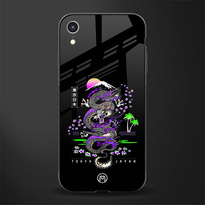 tokyo japan purple dragon black glass case for iphone xr image