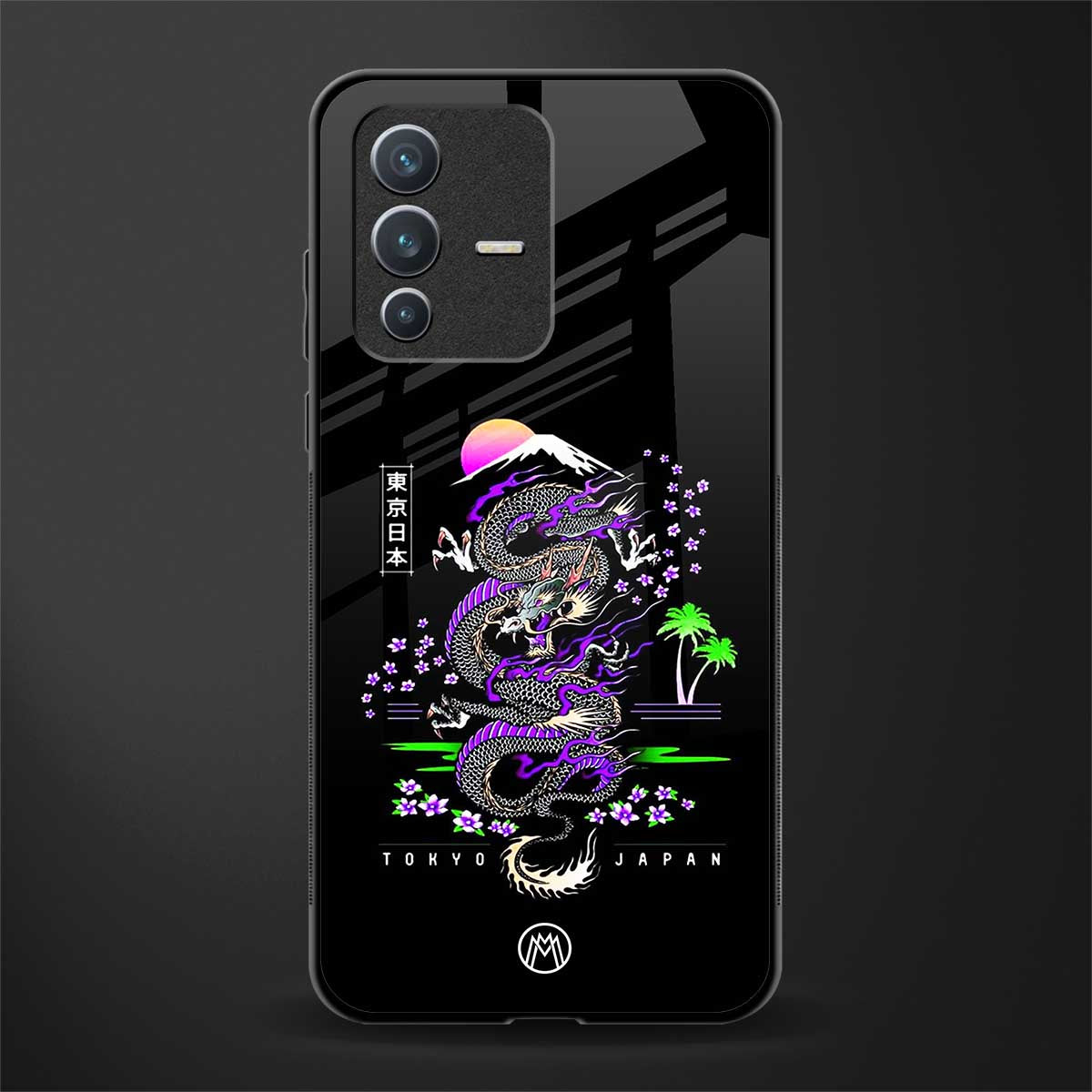 tokyo japan purple dragon black glass case for vivo v23 5g image