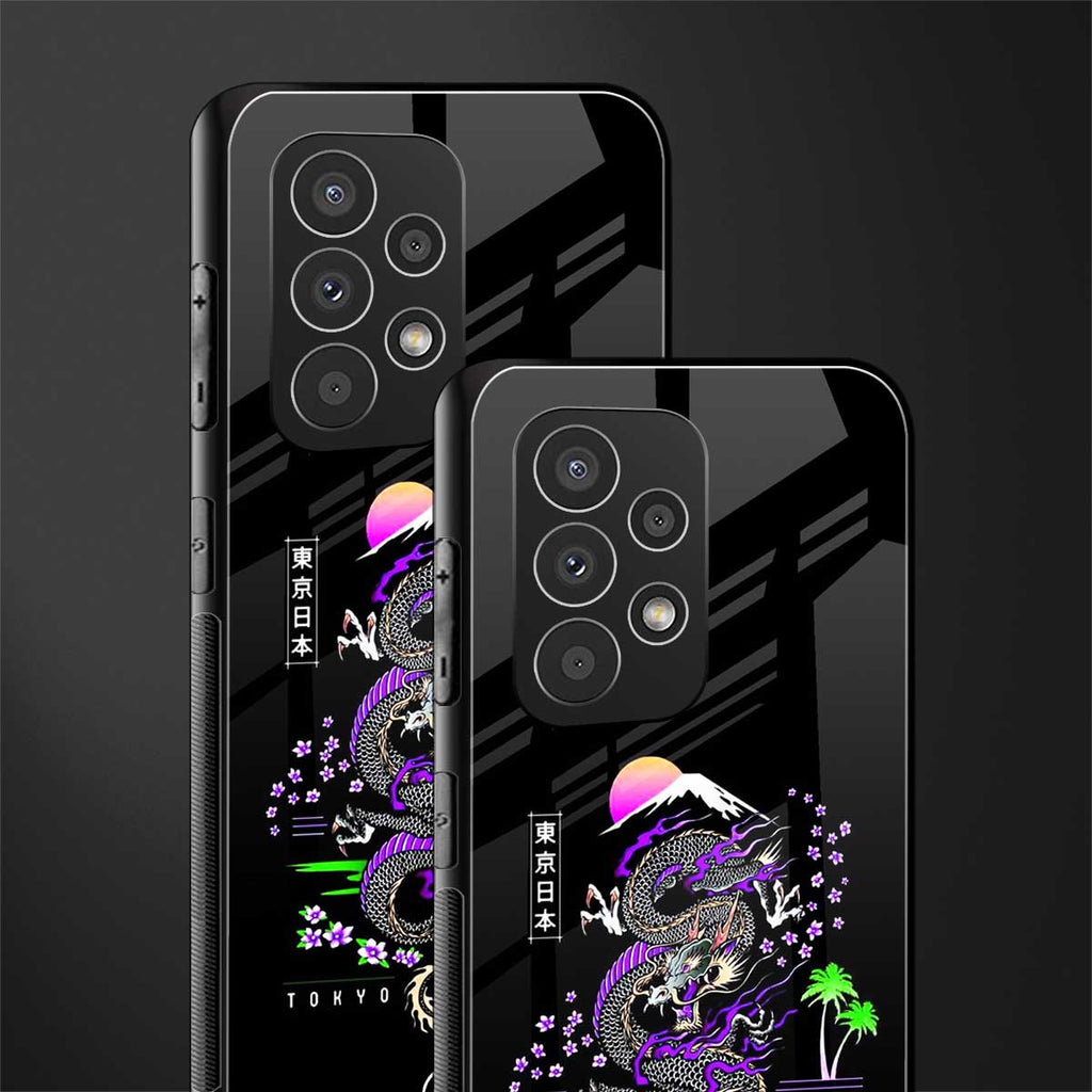 tokyo japan purple dragon black back phone cover | glass case for samsung galaxy a73 5g