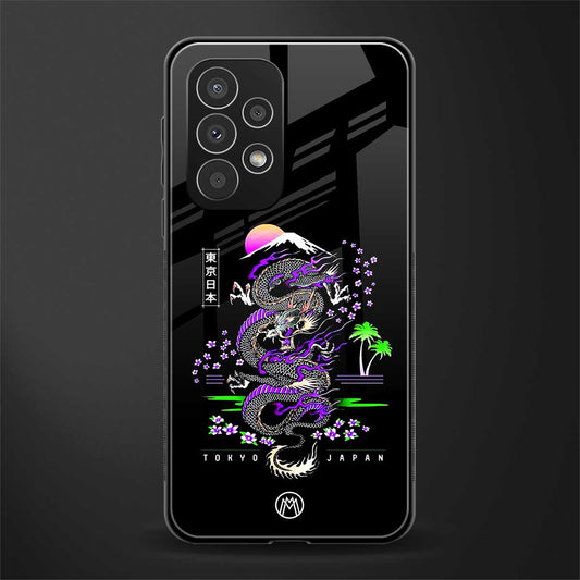 tokyo japan purple dragon black back phone cover | glass case for samsung galaxy a73 5g
