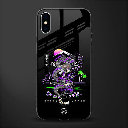 tokyo japan purple dragon black glass case for iphone x image