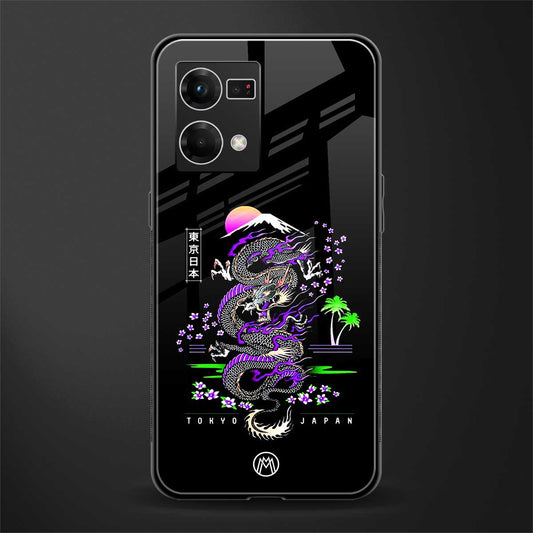 tokyo japan purple dragon black back phone cover | glass case for oppo f21 pro 4g