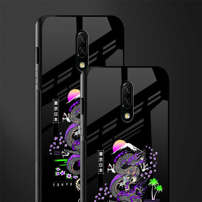 tokyo japan purple dragon black glass case for oneplus 7 image-2