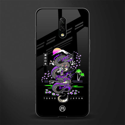 tokyo japan purple dragon black glass case for oneplus 7 image