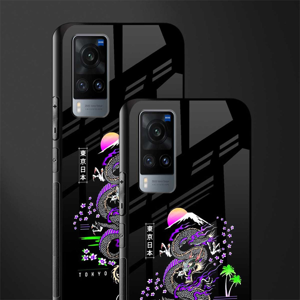 tokyo japan purple dragon black glass case for vivo x60 image-2