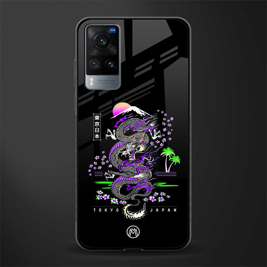 tokyo japan purple dragon black glass case for vivo x60 image