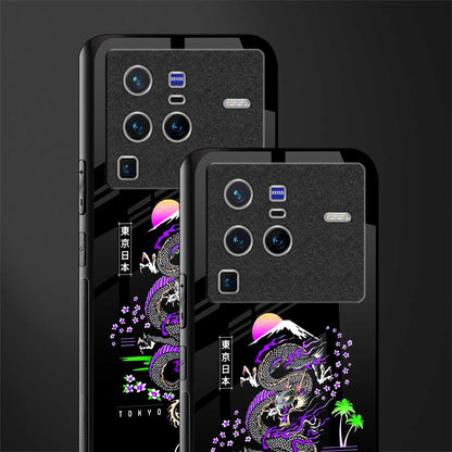 tokyo japan purple dragon black glass case for vivo x80 pro 5g image-2