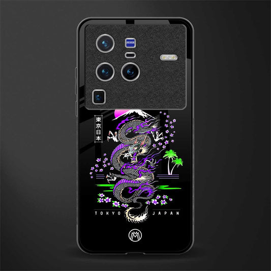tokyo japan purple dragon black glass case for vivo x80 pro 5g image
