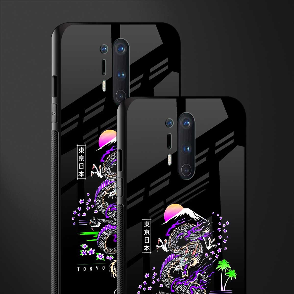 tokyo japan purple dragon black glass case for oneplus 8 pro image-2