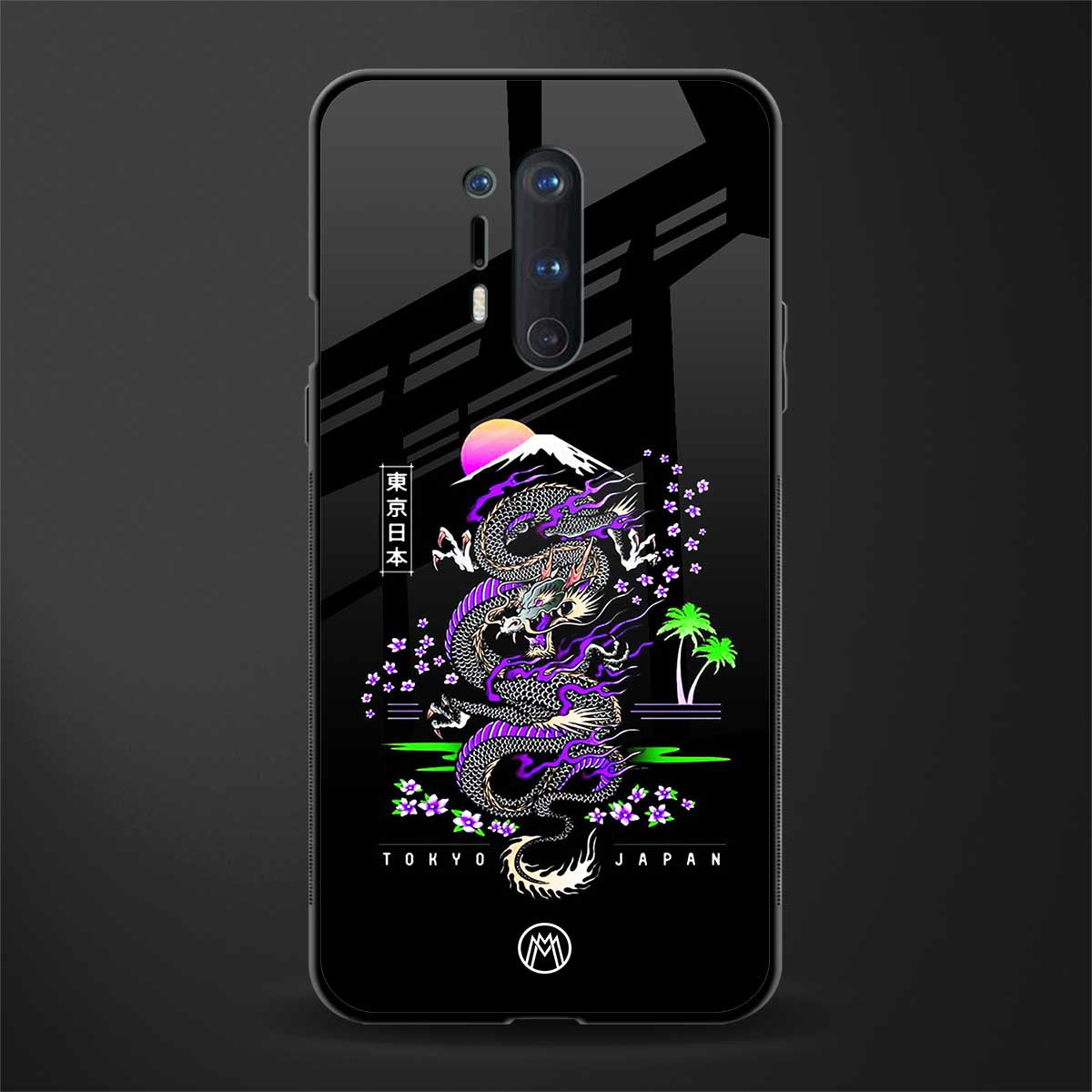 tokyo japan purple dragon black glass case for oneplus 8 pro image