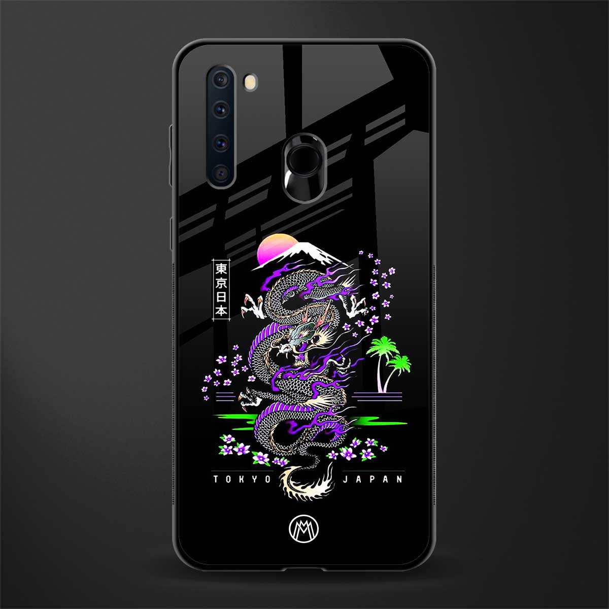 tokyo japan purple dragon black glass case for samsung a21 image