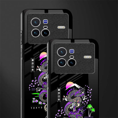 tokyo japan purple dragon black glass case for vivo x80 image-2