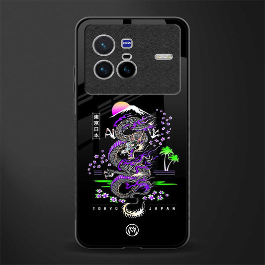tokyo japan purple dragon black glass case for vivo x80 image