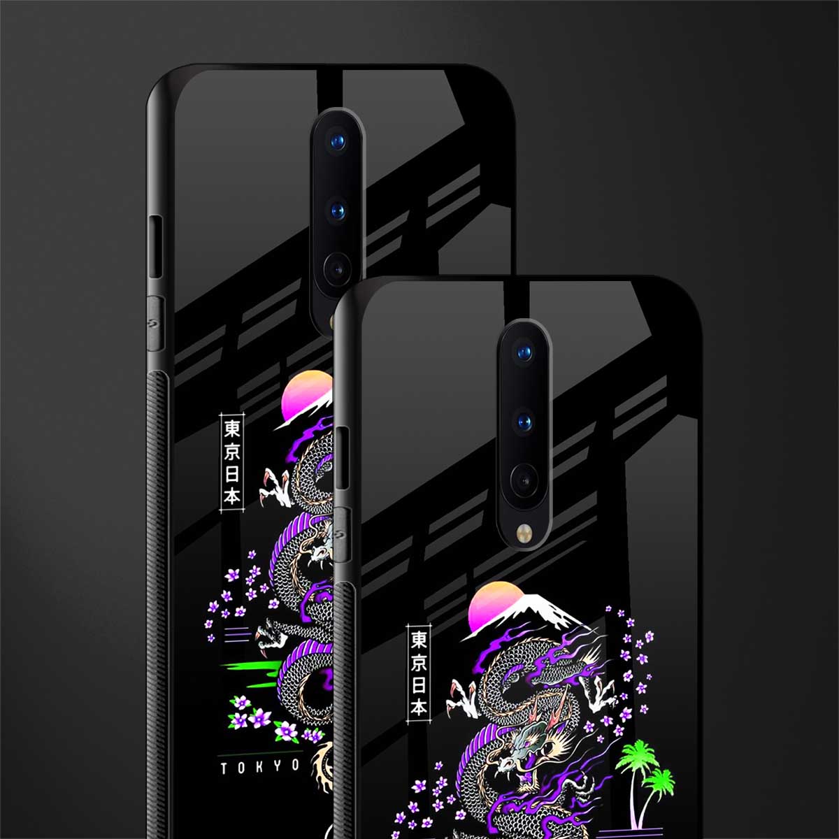 tokyo japan purple dragon black glass case for oneplus 8 image-2