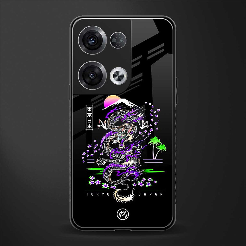 tokyo japan purple dragon black back phone cover | glass case for oppo reno 8