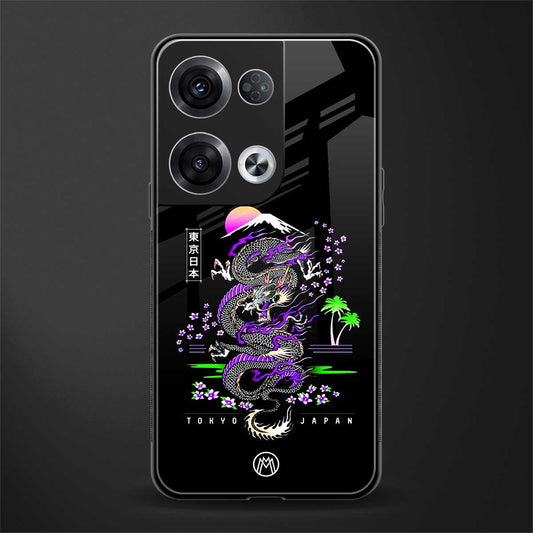 tokyo japan purple dragon black back phone cover | glass case for oppo reno 8