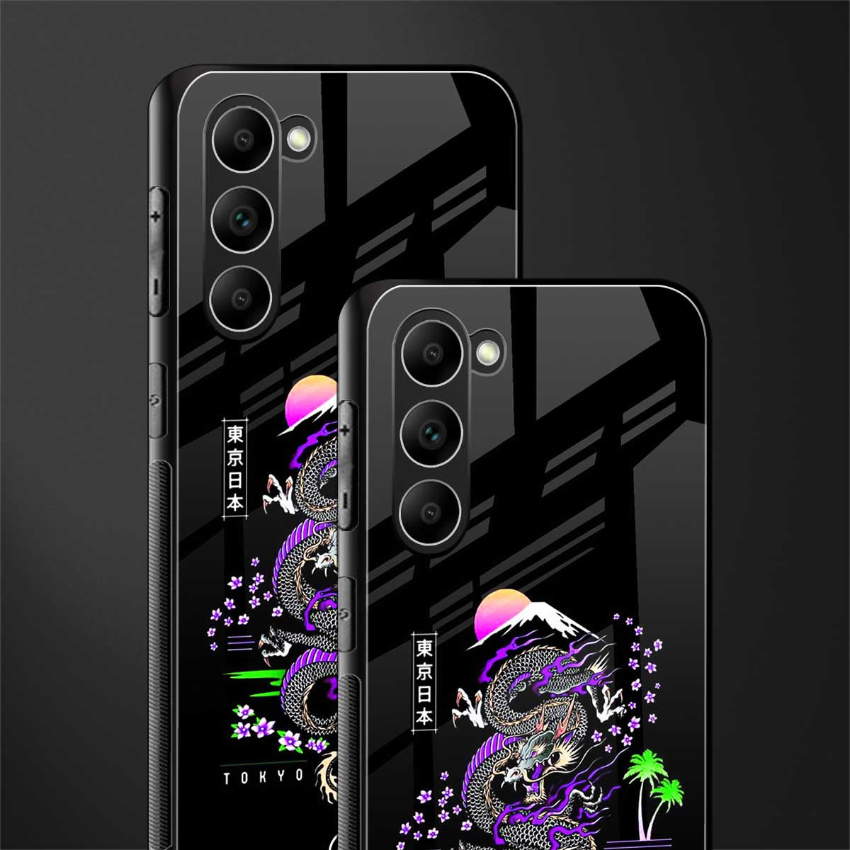 Tokyo-Japan-Purple-Dragon-Black-Glass-Case for phone case | glass case for samsung galaxy s23 plus