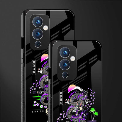 tokyo japan purple dragon black back phone cover | glass case for oneplus 9