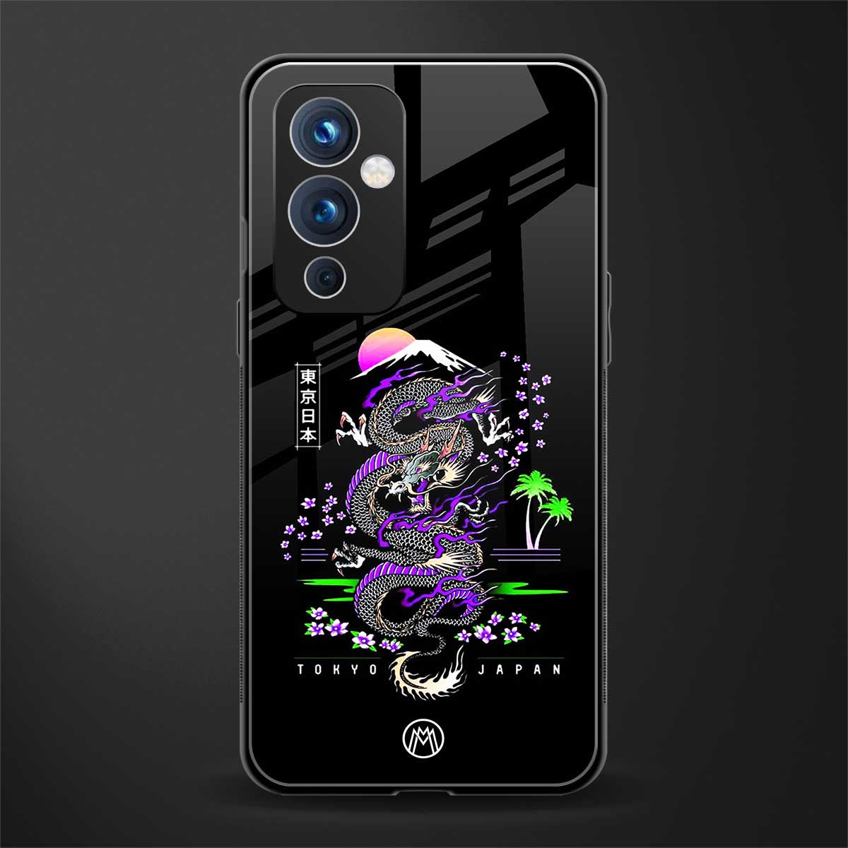 tokyo japan purple dragon black back phone cover | glass case for oneplus 9