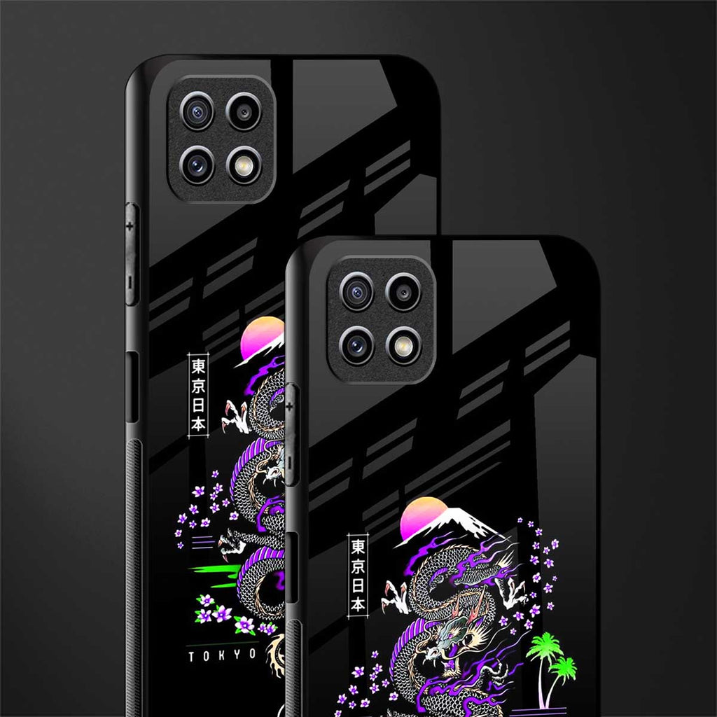 tokyo japan purple dragon black back phone cover | glass case for samsung galaxy f42