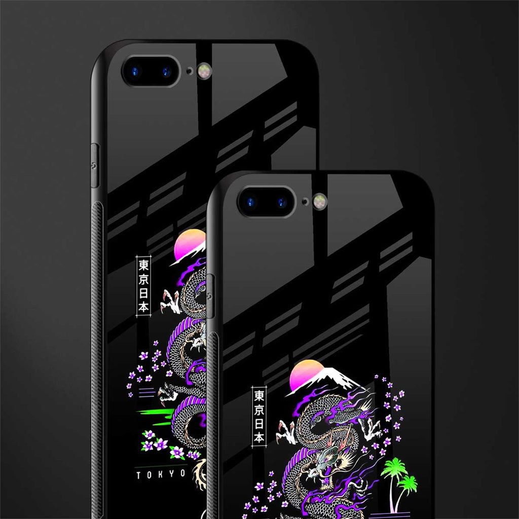 tokyo japan purple dragon black glass case for iphone 7 plus image-2