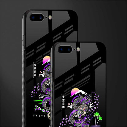 tokyo japan purple dragon black glass case for iphone 7 plus image-2