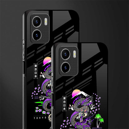 tokyo japan purple dragon black back phone cover | glass case for vivo y72