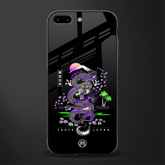 tokyo japan purple dragon black glass case for iphone 8 plus image