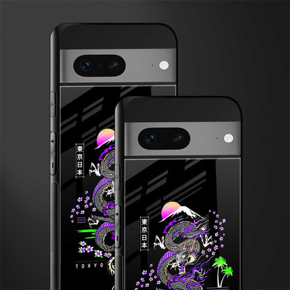 tokyo japan purple dragon black back phone cover | glass case for google pixel 7