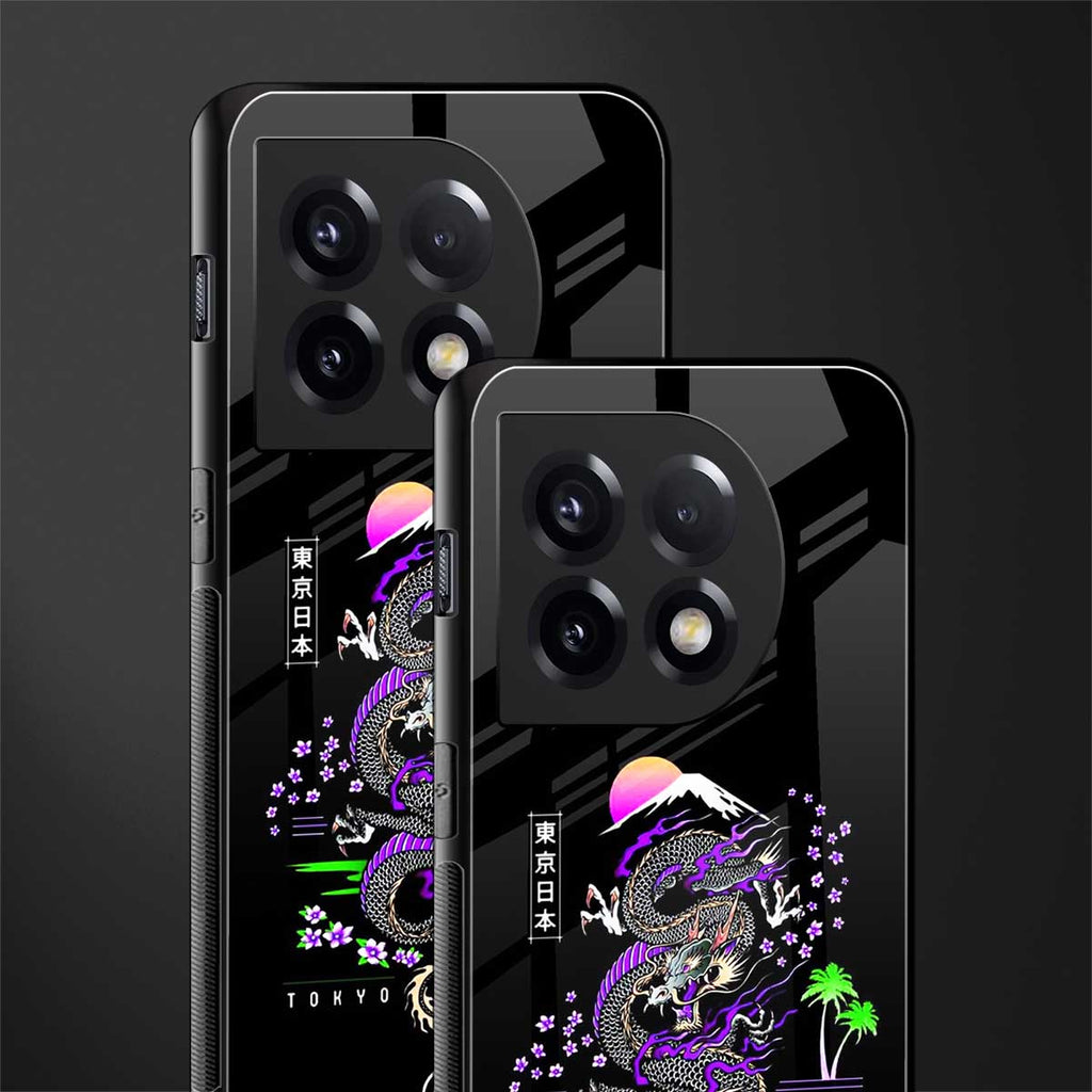 tokyo japan purple dragon black back phone cover | glass case for oneplus 11