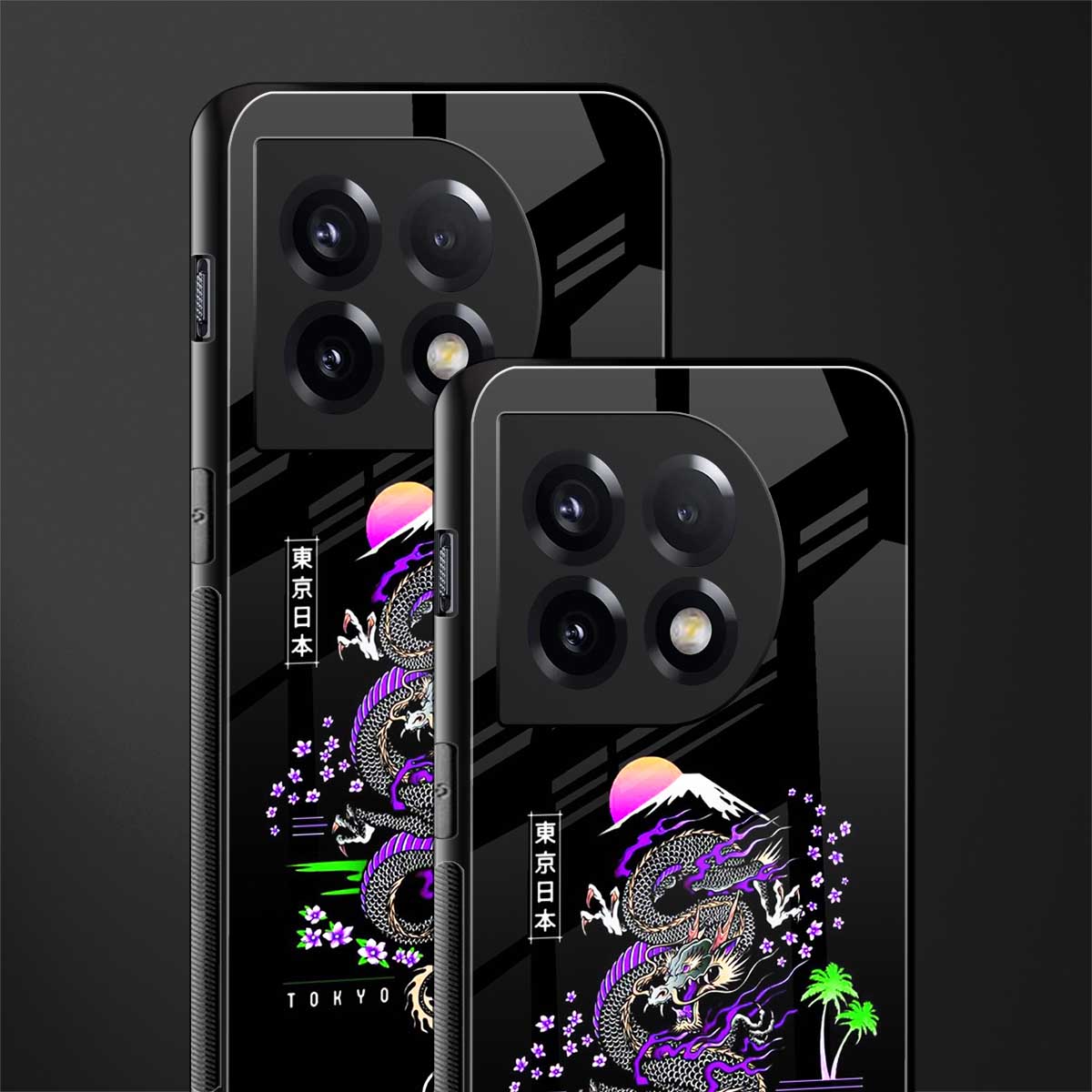 tokyo japan purple dragon black back phone cover | glass case for oneplus 11
