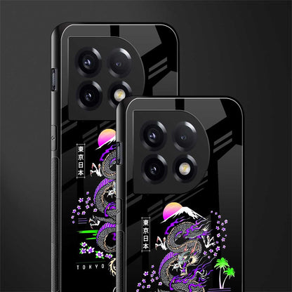 tokyo japan purple dragon black back phone cover | glass case for oneplus 11