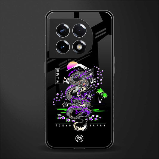 tokyo japan purple dragon black back phone cover | glass case for oneplus 11