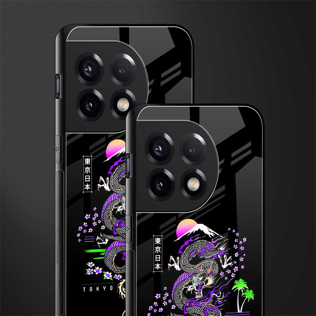 tokyo japan purple dragon black back phone cover | glass case for oneplus 11r