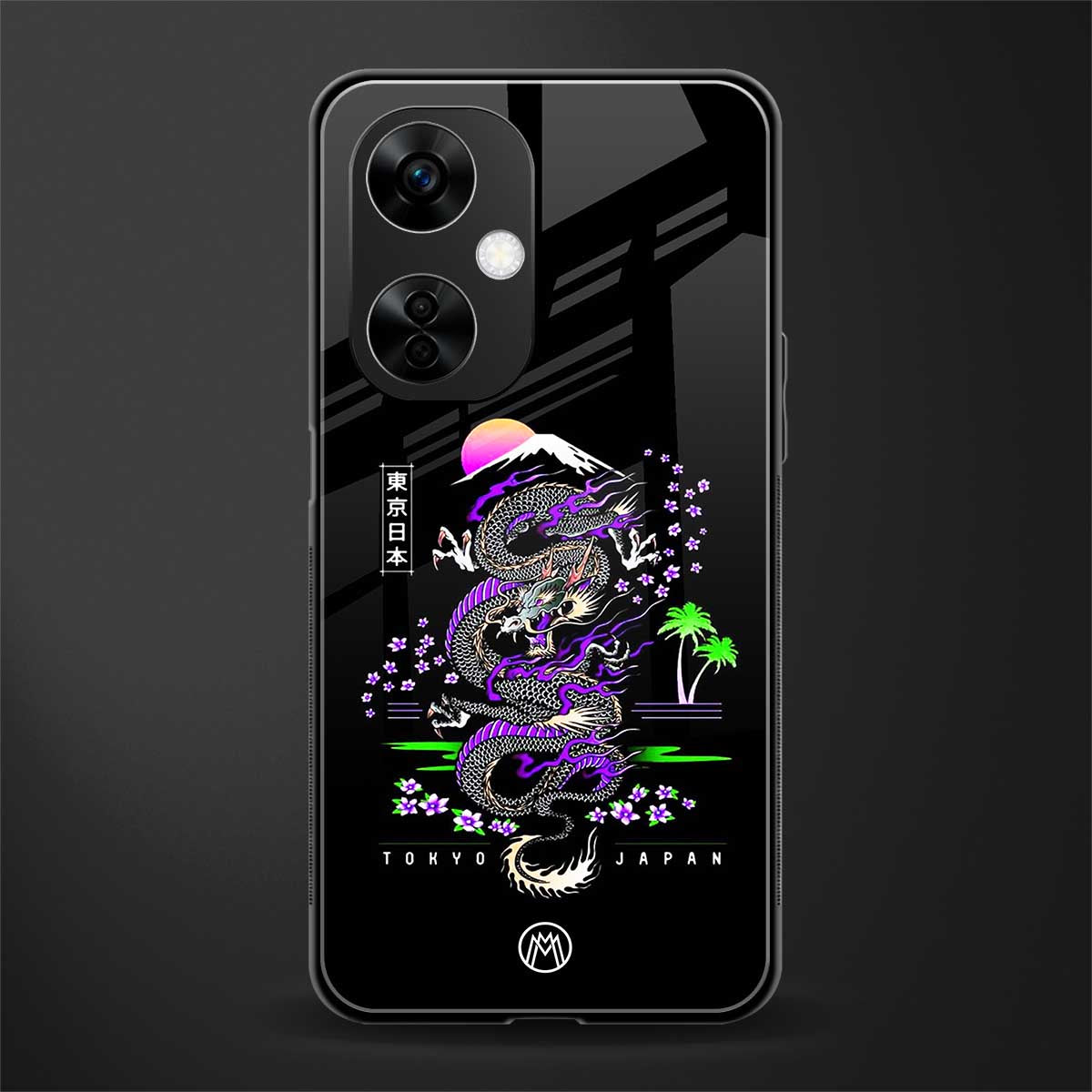 tokyo japan purple dragon black back phone cover | glass case for oneplus nord ce 3 lite