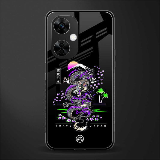 tokyo japan purple dragon black back phone cover | glass case for oneplus nord ce 3 lite