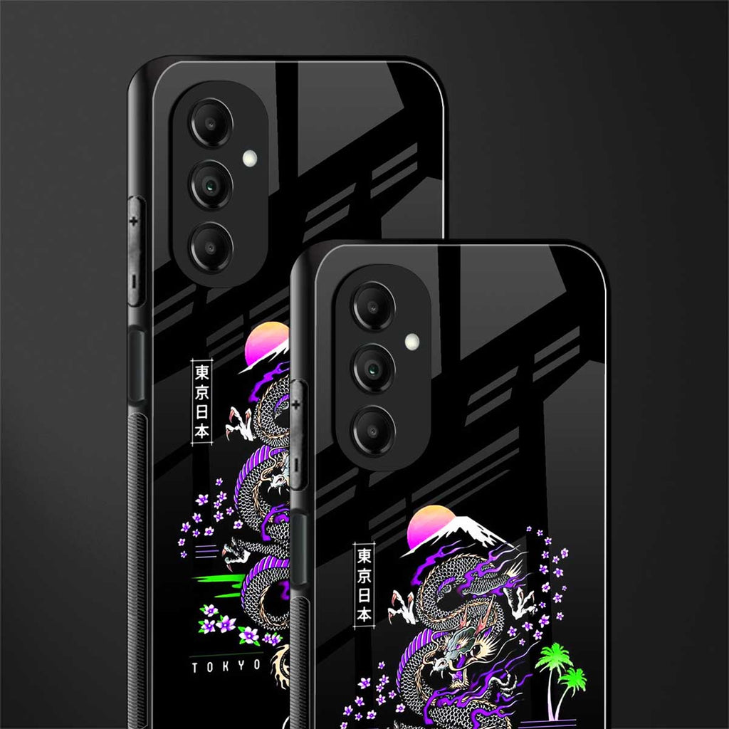 tokyo japan purple dragon black back phone cover | glass case for samsung galaxy a14 5g