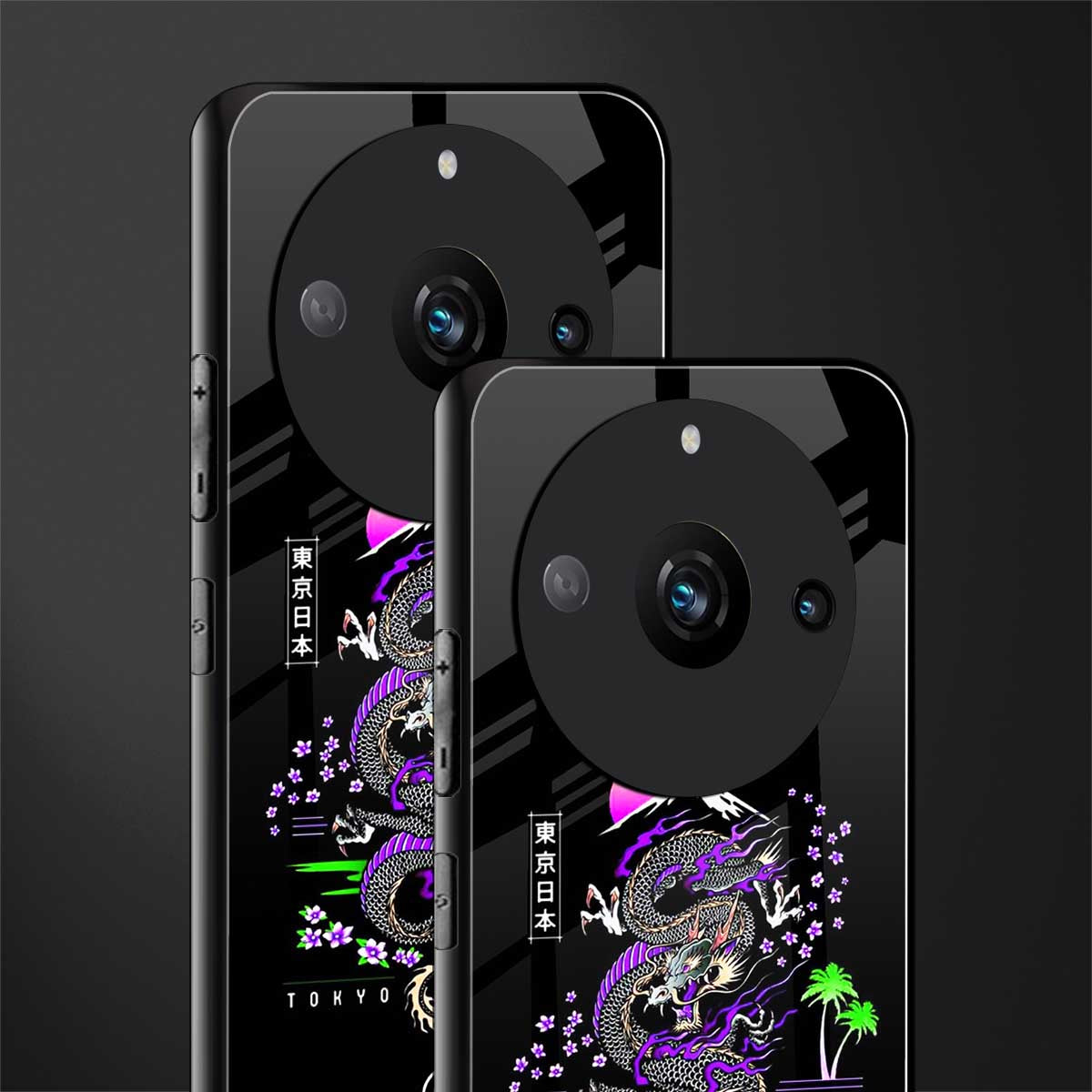tokyo japan purple dragon black back phone cover | glass case for realme 11 pro 5g