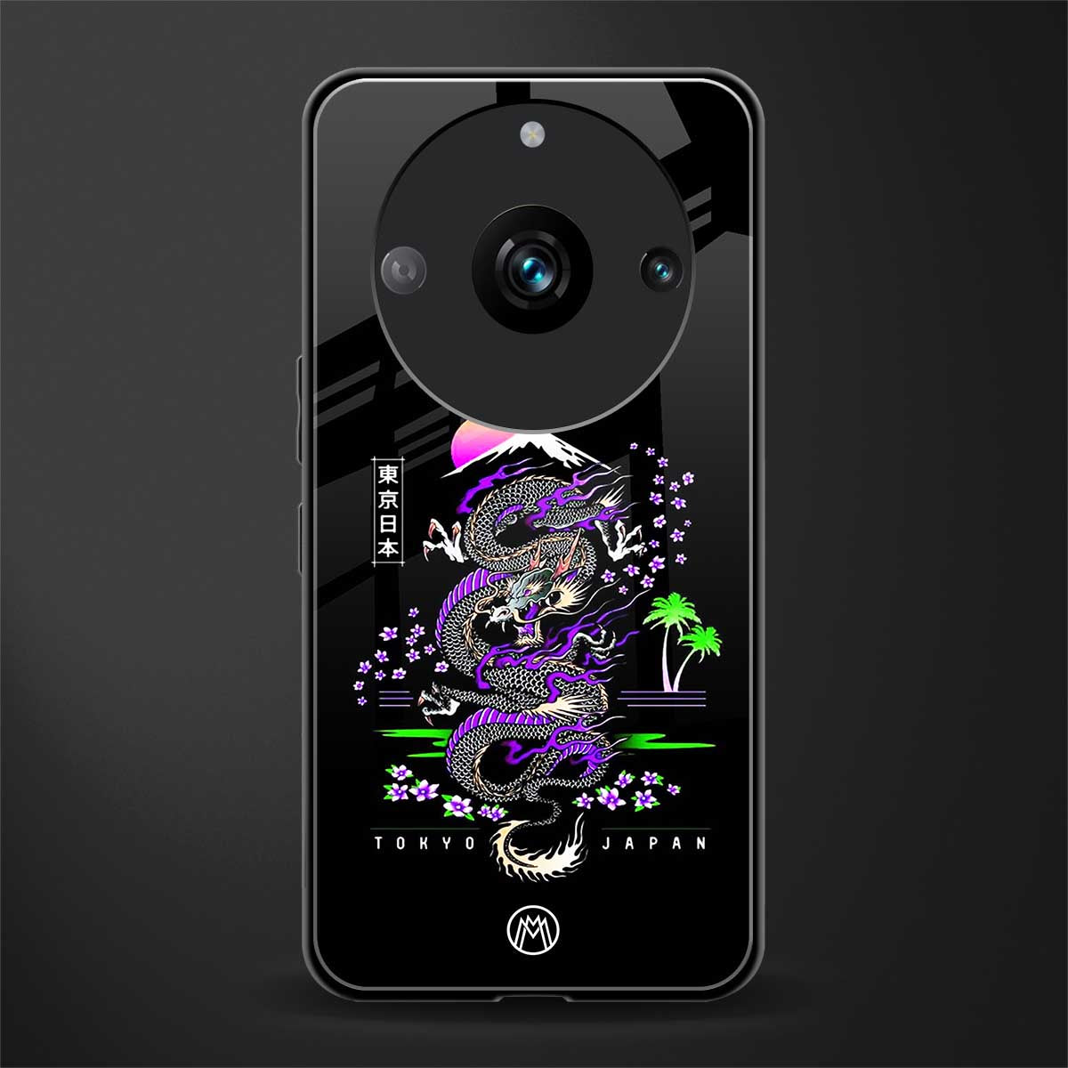 tokyo japan purple dragon black back phone cover | glass case for realme 11 pro 5g