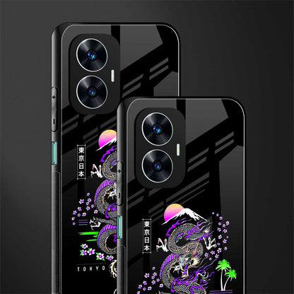 tokyo japan purple dragon black back phone cover | glass case for realme c55