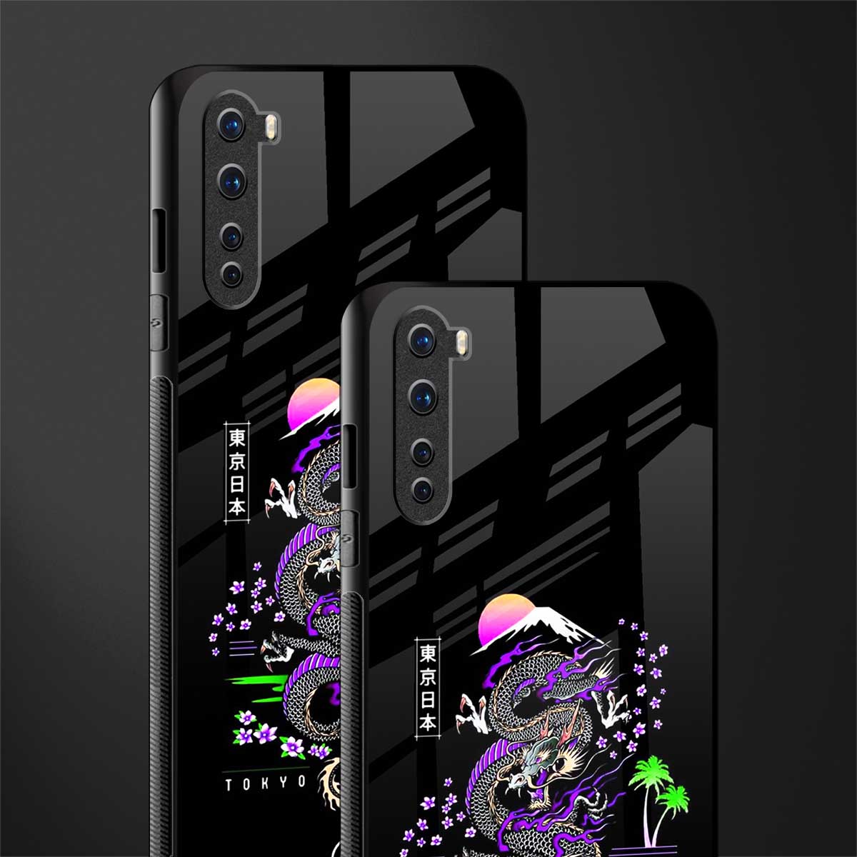 tokyo japan purple dragon black glass case for oneplus nord ac2001 image-2