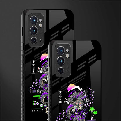 tokyo japan purple dragon black glass case for oneplus 9rt image-2