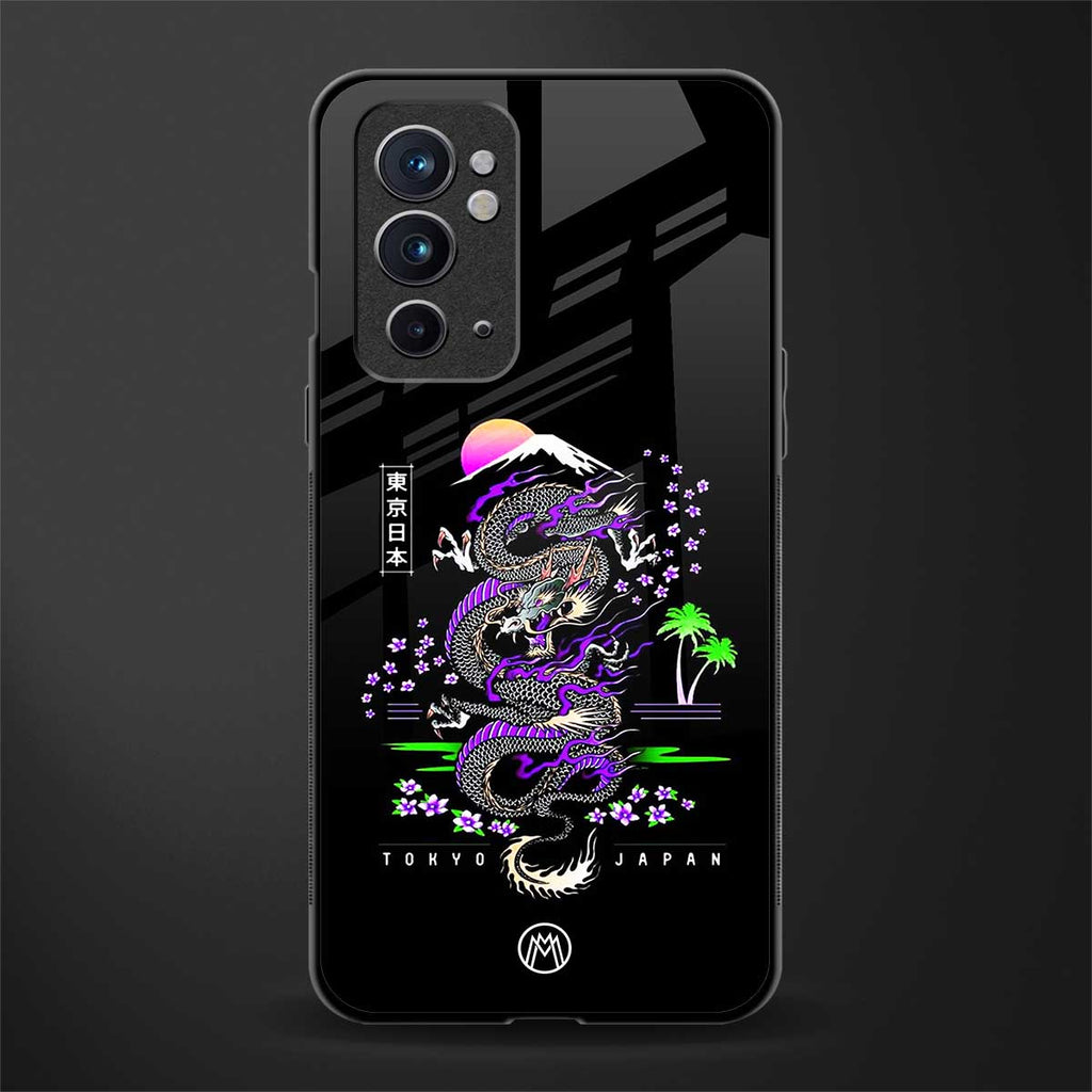 tokyo japan purple dragon black glass case for oneplus 9rt image