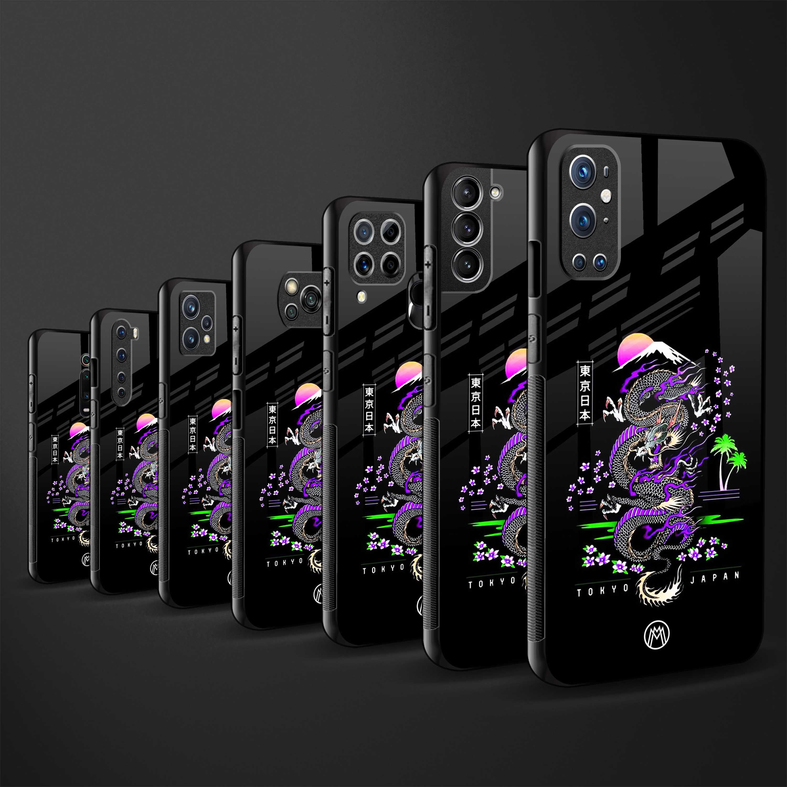 tokyo japan purple dragon black back phone cover | glass case for realme 9 pro 5g