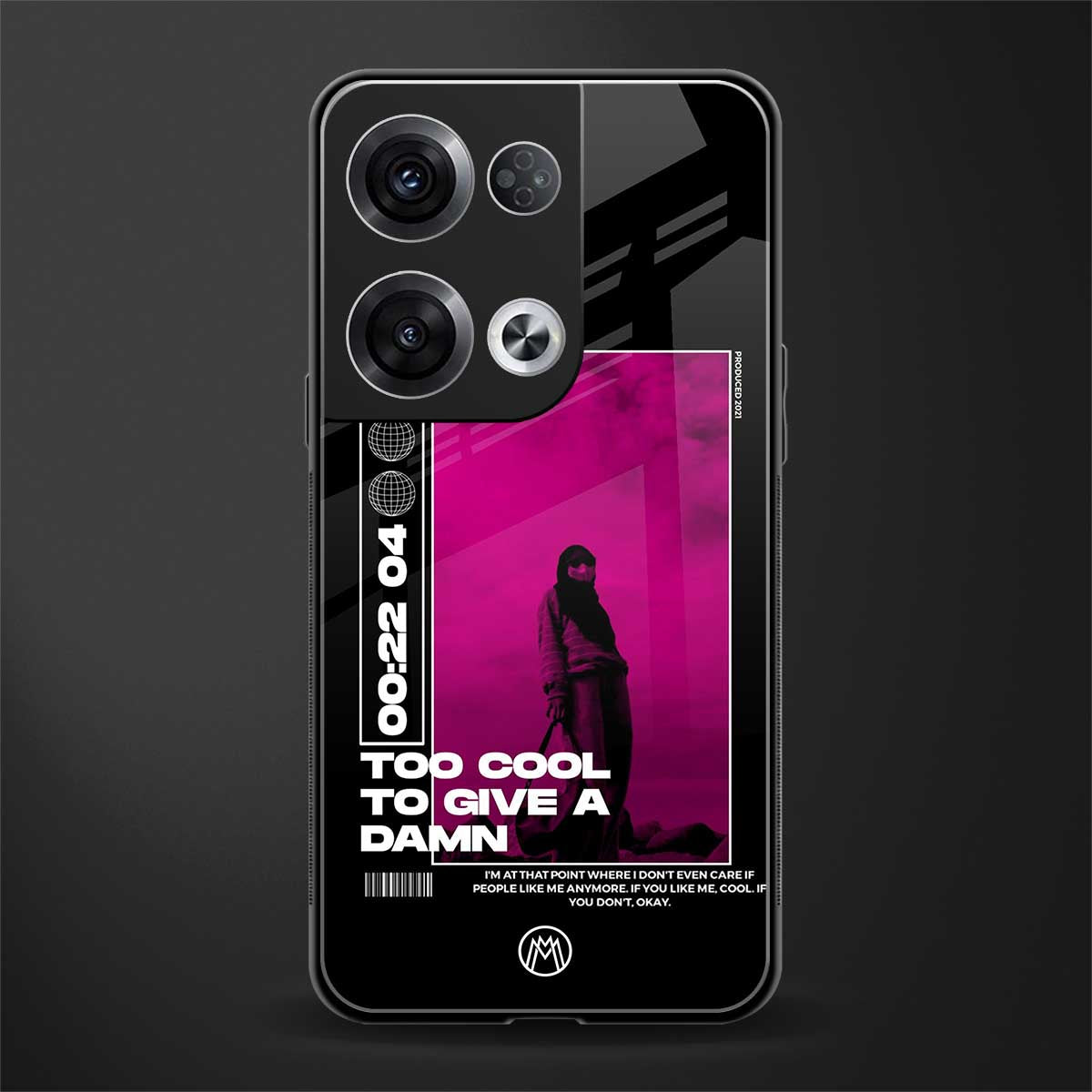 too cool to give a damn back phone cover | glass case for oppo reno 8 pro