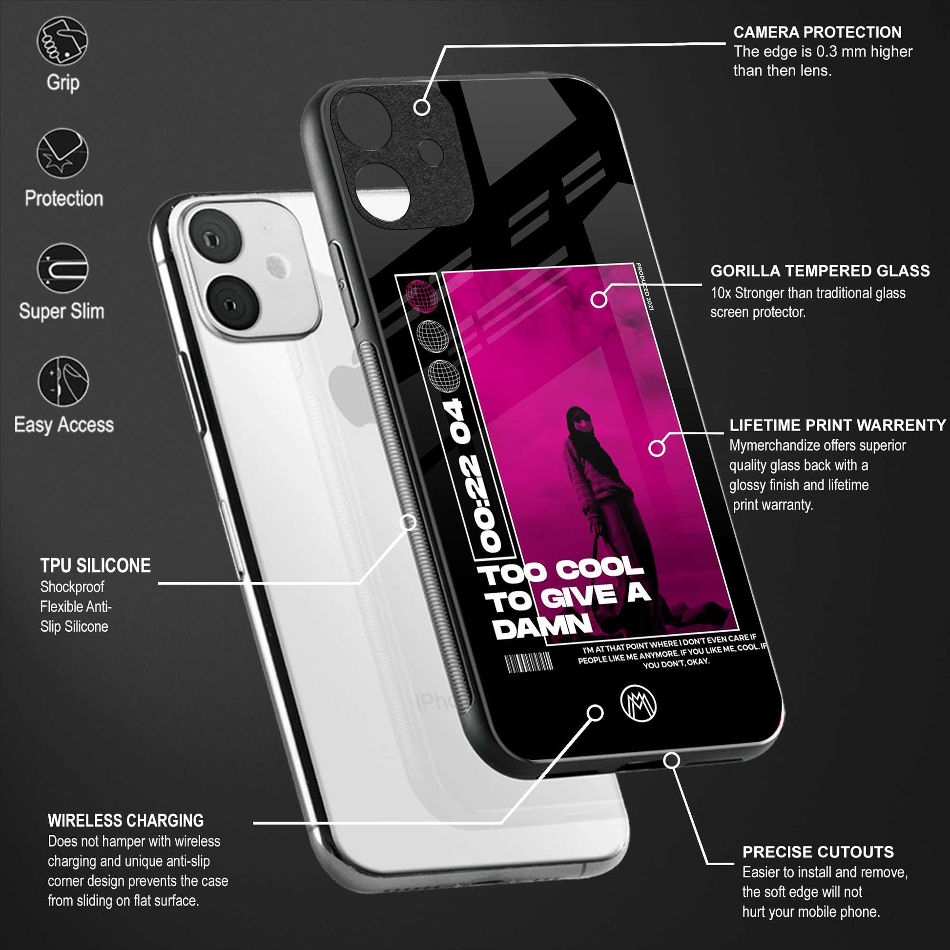 Too-Cool-To-Give-A-Damn-Glass-Case for phone case | glass case for samsung galaxy s23 plus