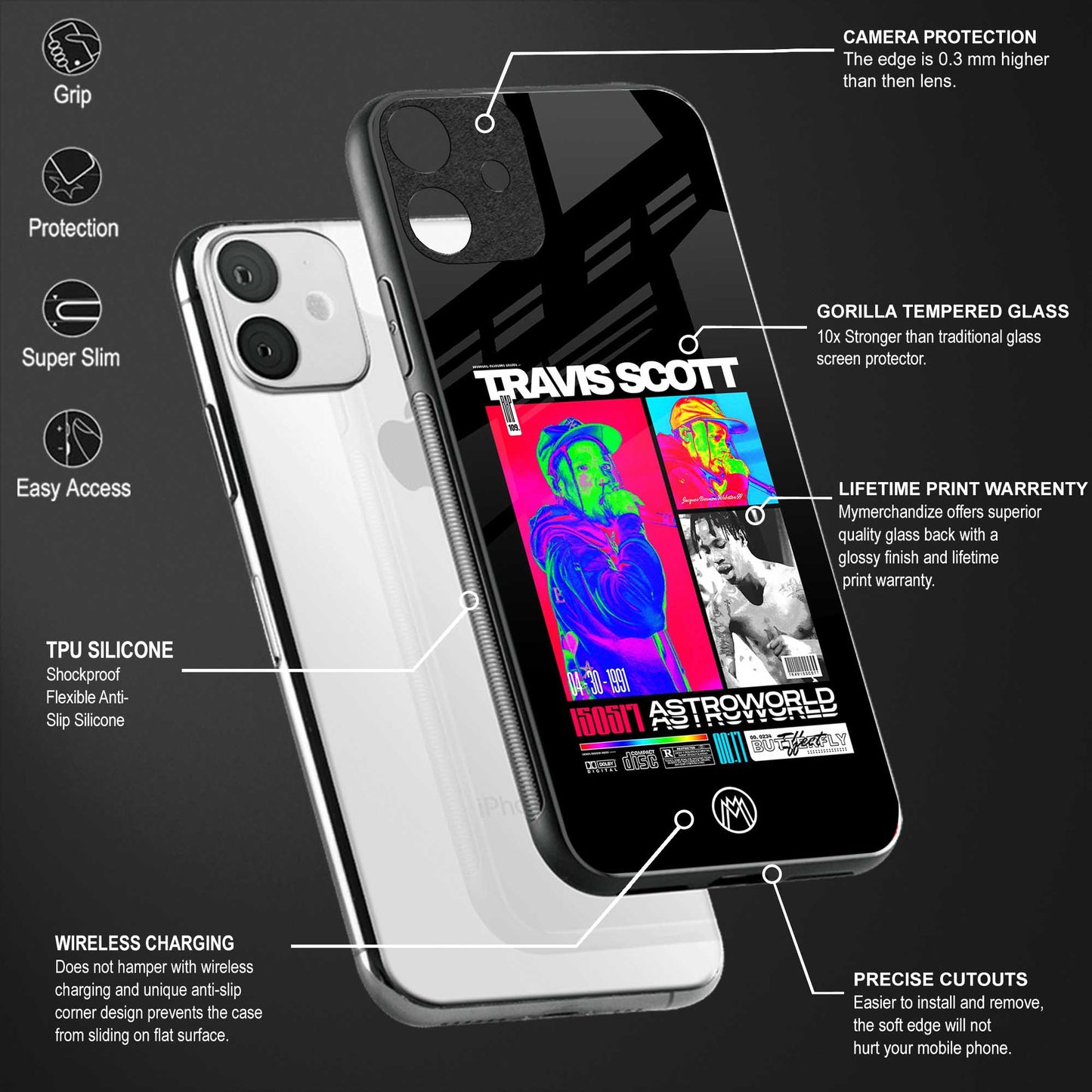 travis scott astroworld back phone cover | glass case for vivo v25 pro 5g