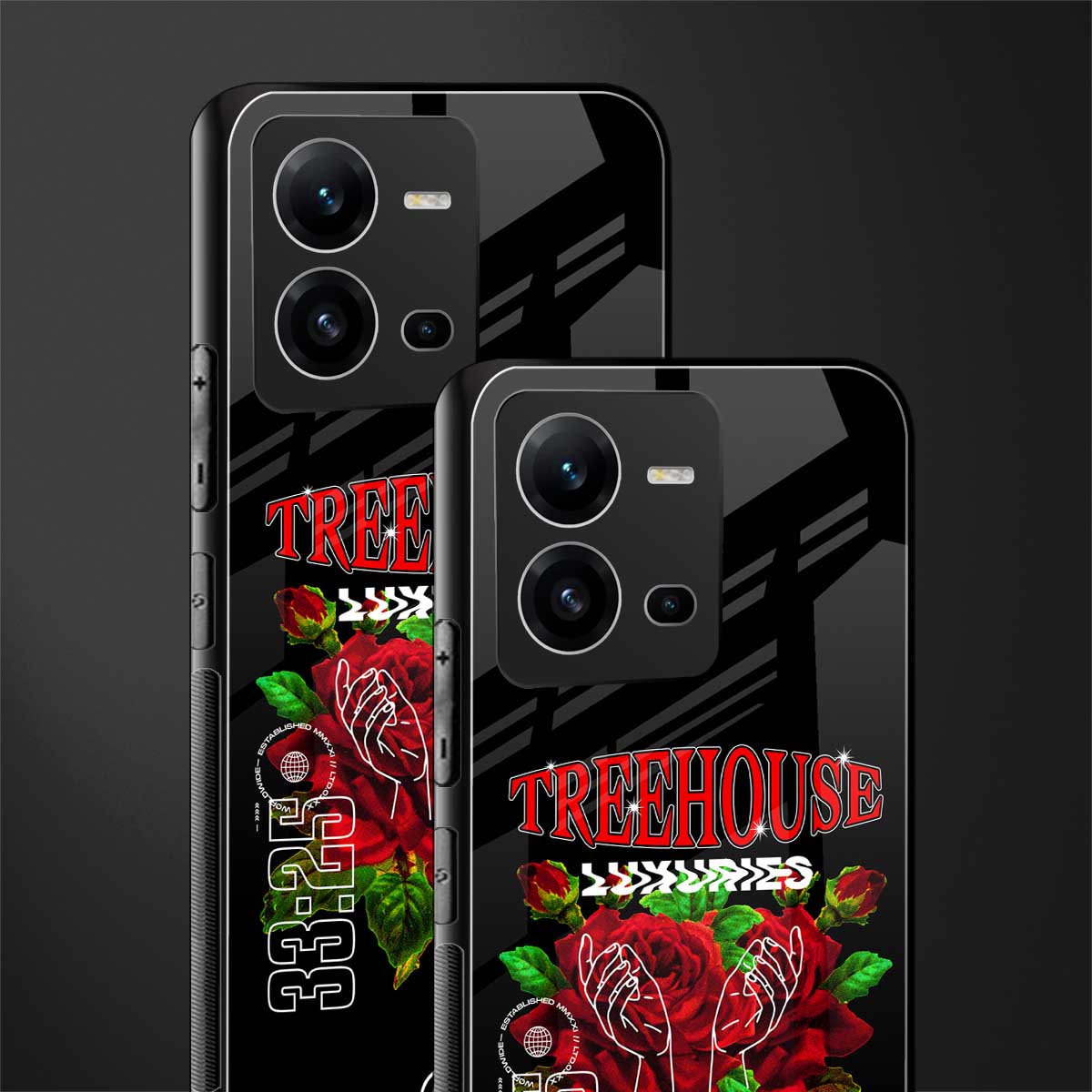 treehouse back phone cover | glass case for vivo v25-5g